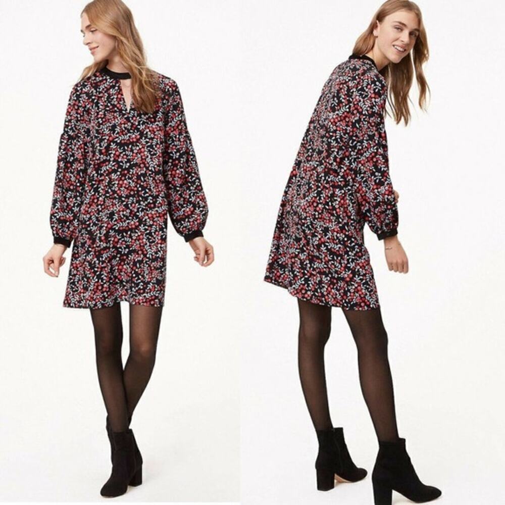 Ann Taylor LOFT Berry Velvet Trim Cutout Dress Size Small Tall